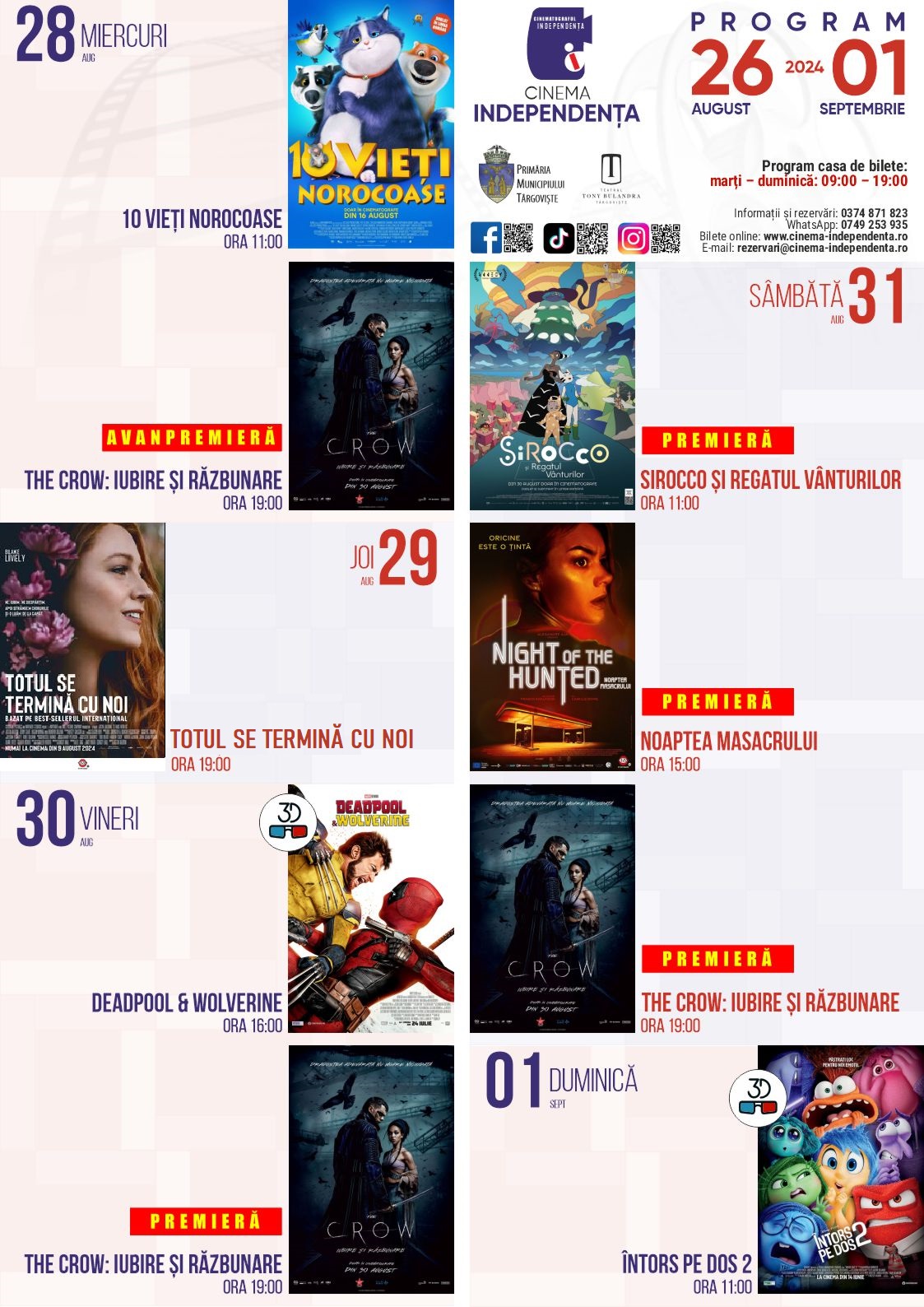 program cinema Independența