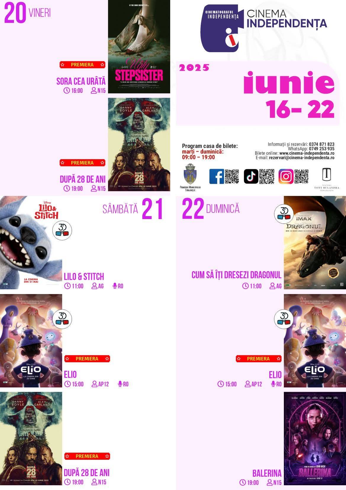program cinema Independența
