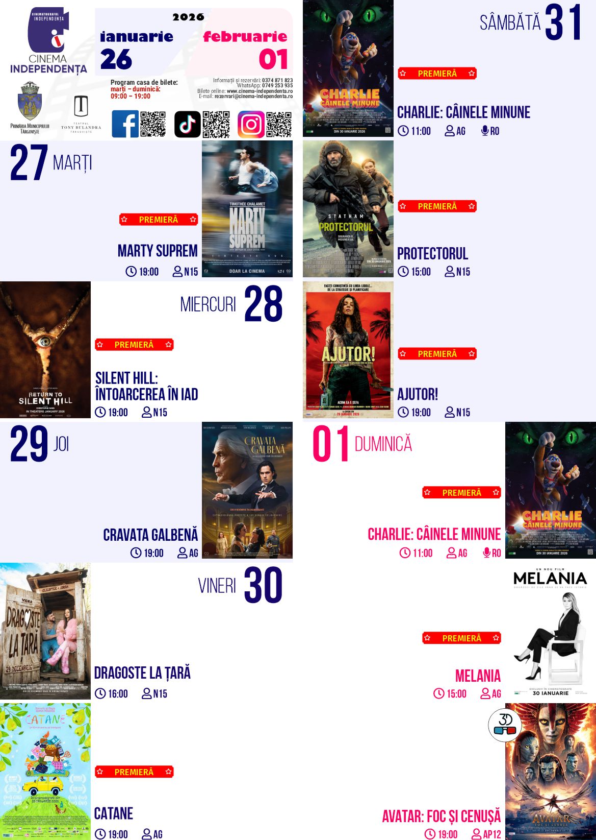 program cinema Independența