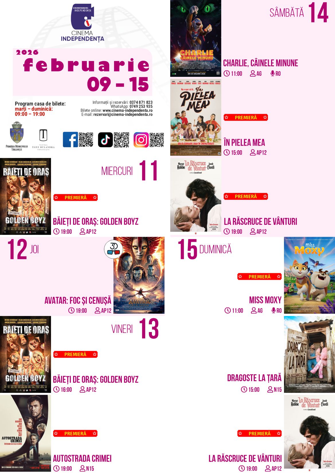 program cinema Independența