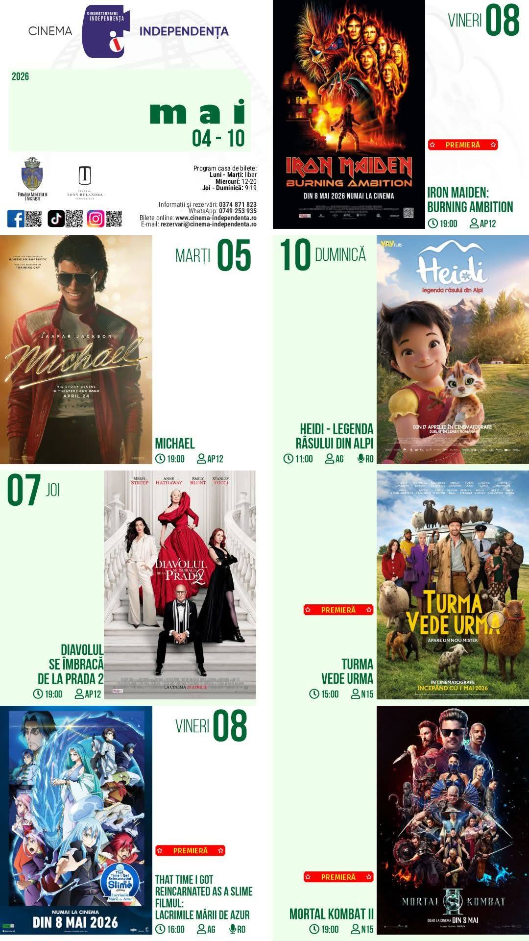program cinema Independența